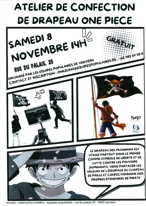 Les Equipes Populaires 251108 Atelier drapeau One Piece Affiche A4