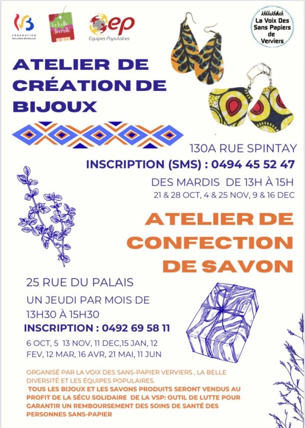 Les Equipes Populaires - ateliers savon et bijoux